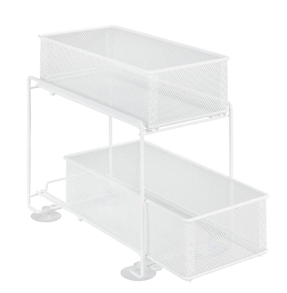 2 Tier Mesh Pull Out Pantry Drawer White - Image 2