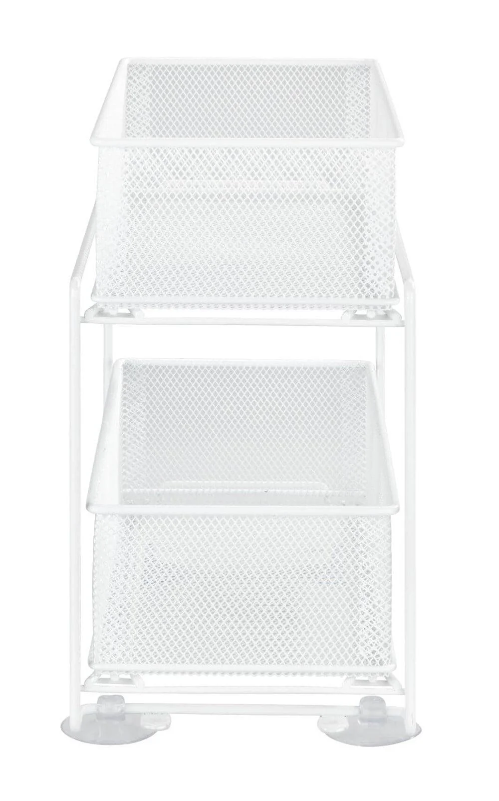 2 Tier Mesh Pull Out Pantry Drawer White - Image 3