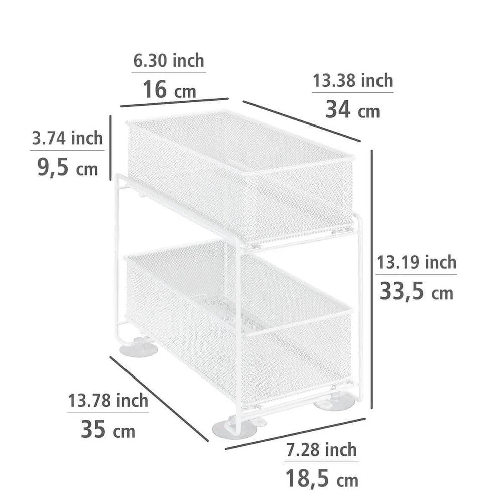 2 Tier Mesh Pull Out Pantry Drawer White - Image 6