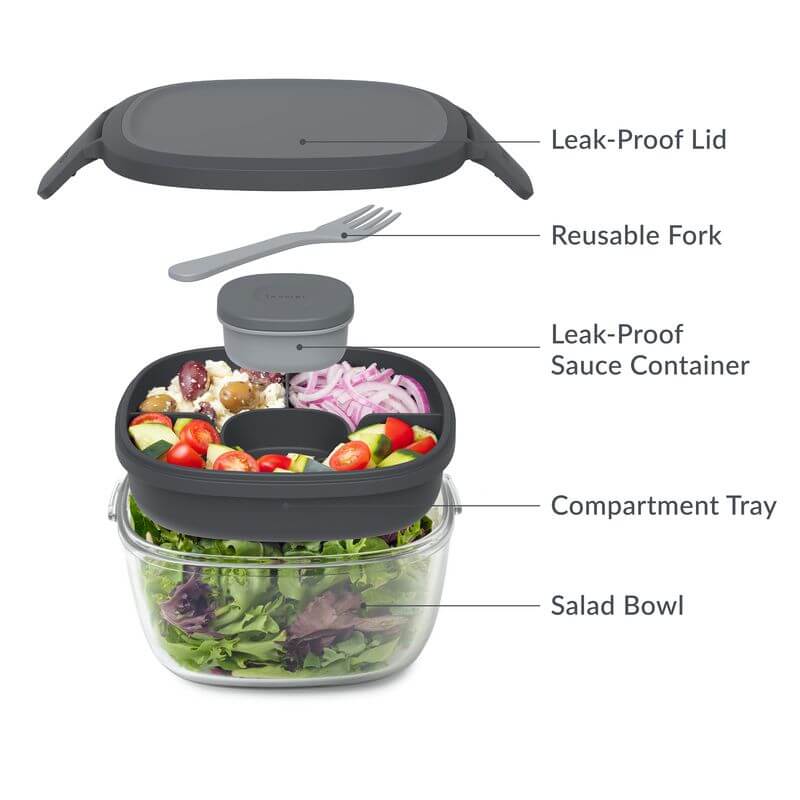 3 Compartment Lunch Box Dark Grey - Image 3