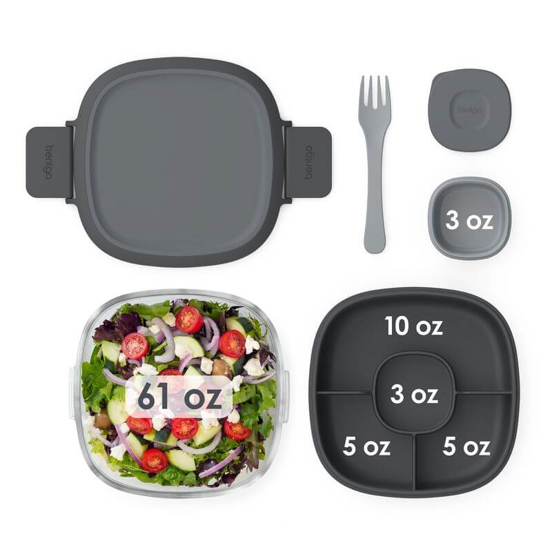 3 Compartment Lunch Box Dark Grey - Image 4