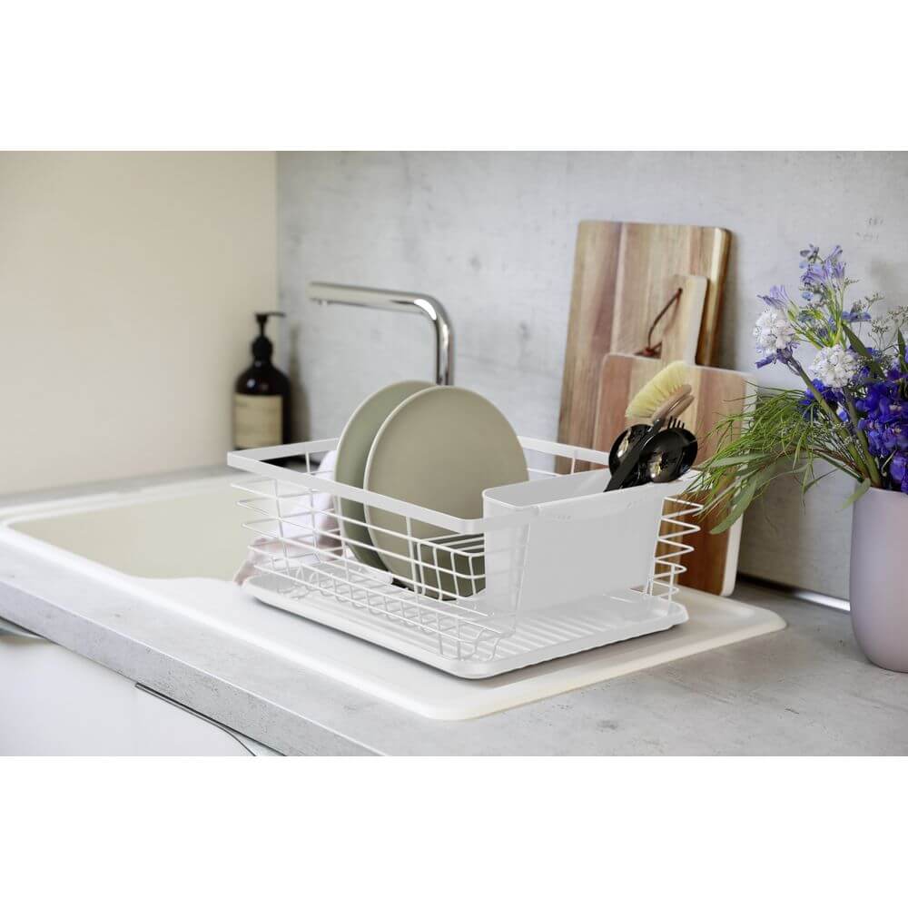 Cira Tall Dish Rack with Draining Board White - Image 2