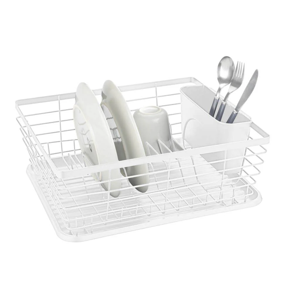Cira Tall Dish Rack with Draining Board White - Image 5