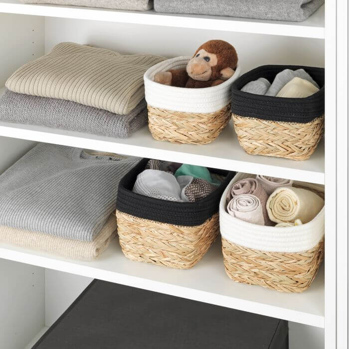 Rika Medium Rectangular Storage Basket Black & Natural - Image 3