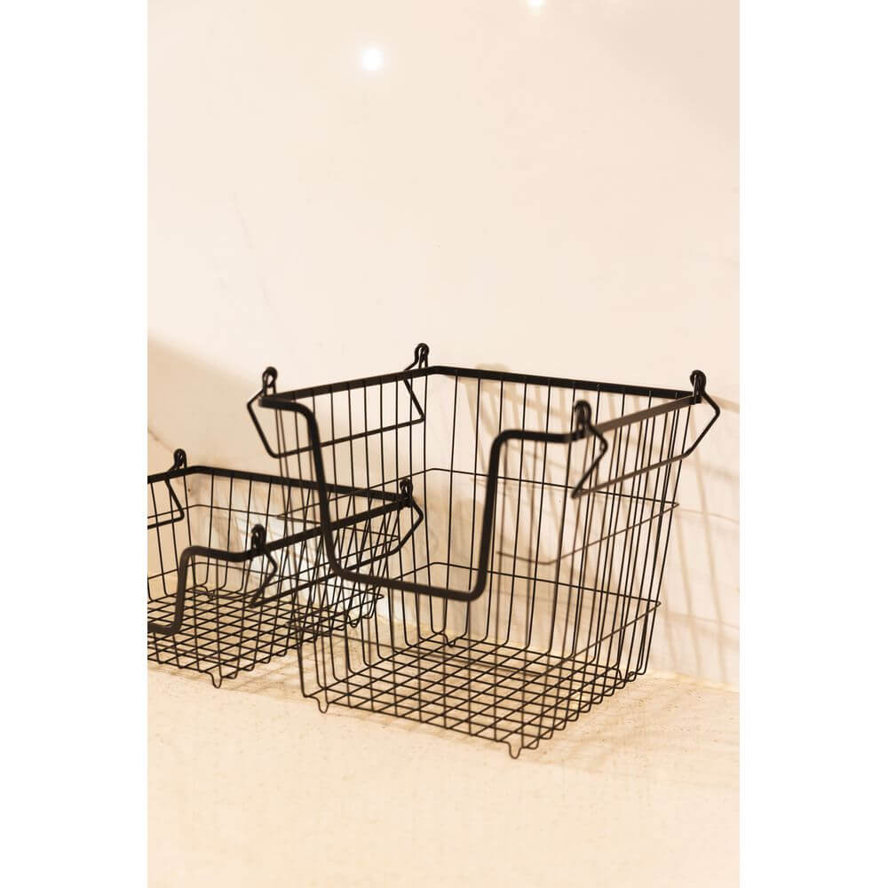 Stackable Black Wire Basket Large - Image 3