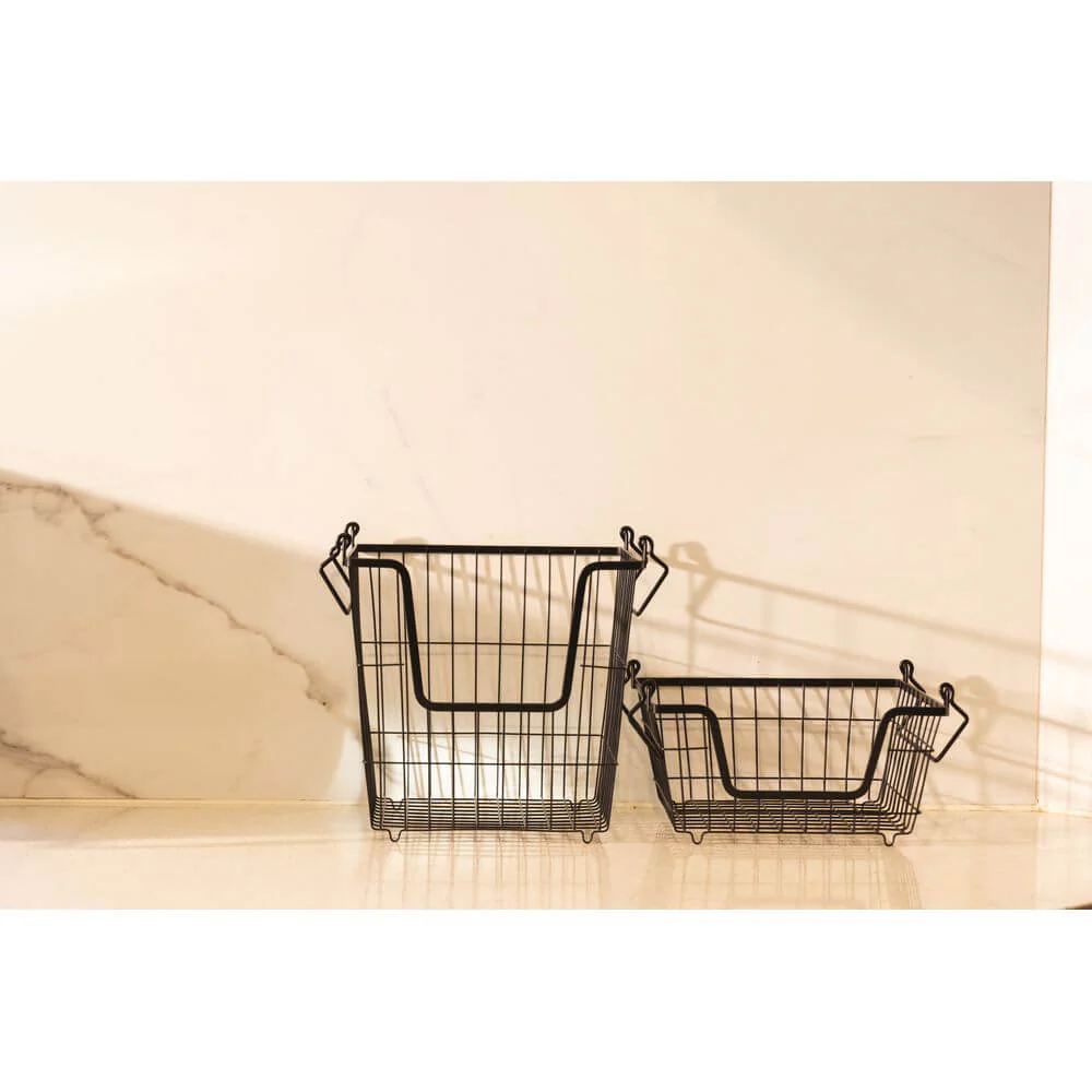Stackable Black Wire Basket Large - Image 4