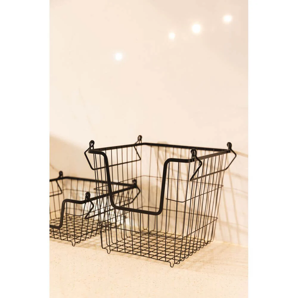 Stackable Black Wire Basket Large - Image 5