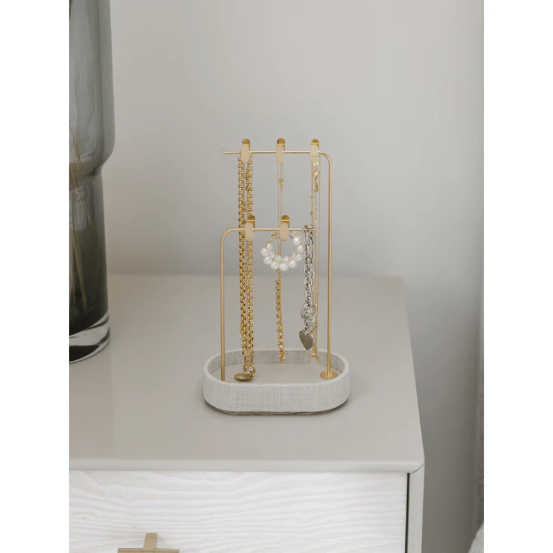 Stackers Multi Hook Jewellery Stand Oatmeal Linen - Image 2